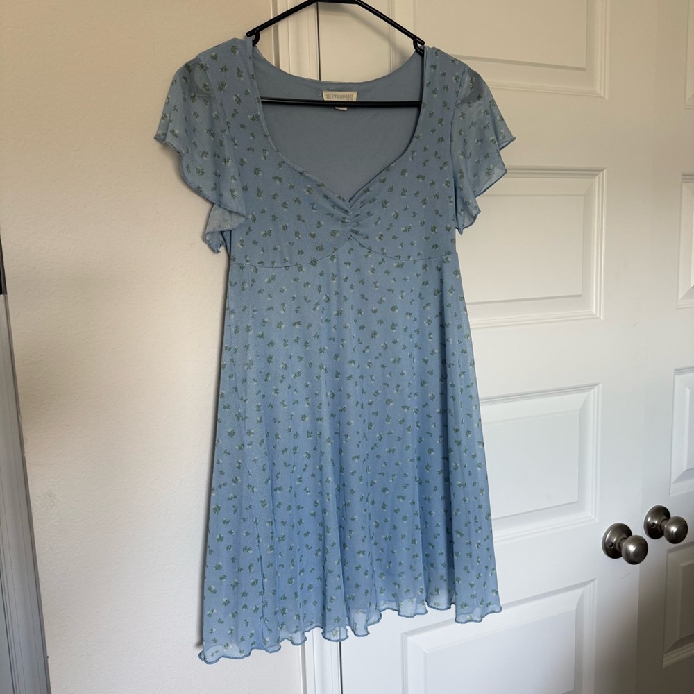 See You Monday Powder Blue Dress with Nail-Match Detail